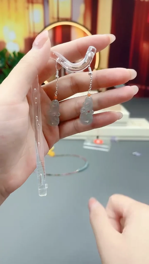 银S925镶嵌翡翠耳饰B14