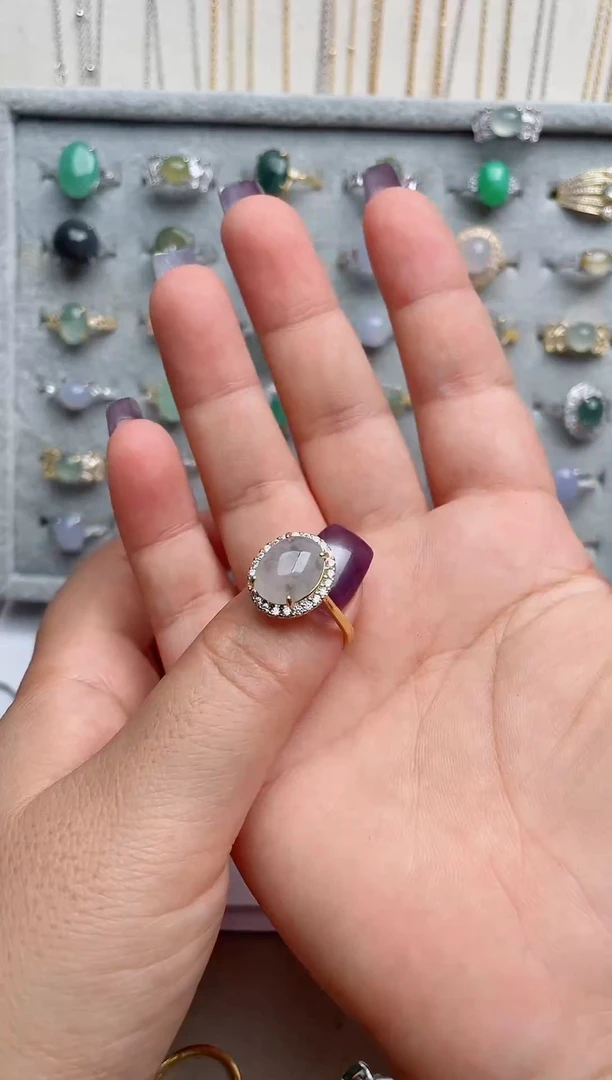 翡翠戒指银S925镶嵌野*.