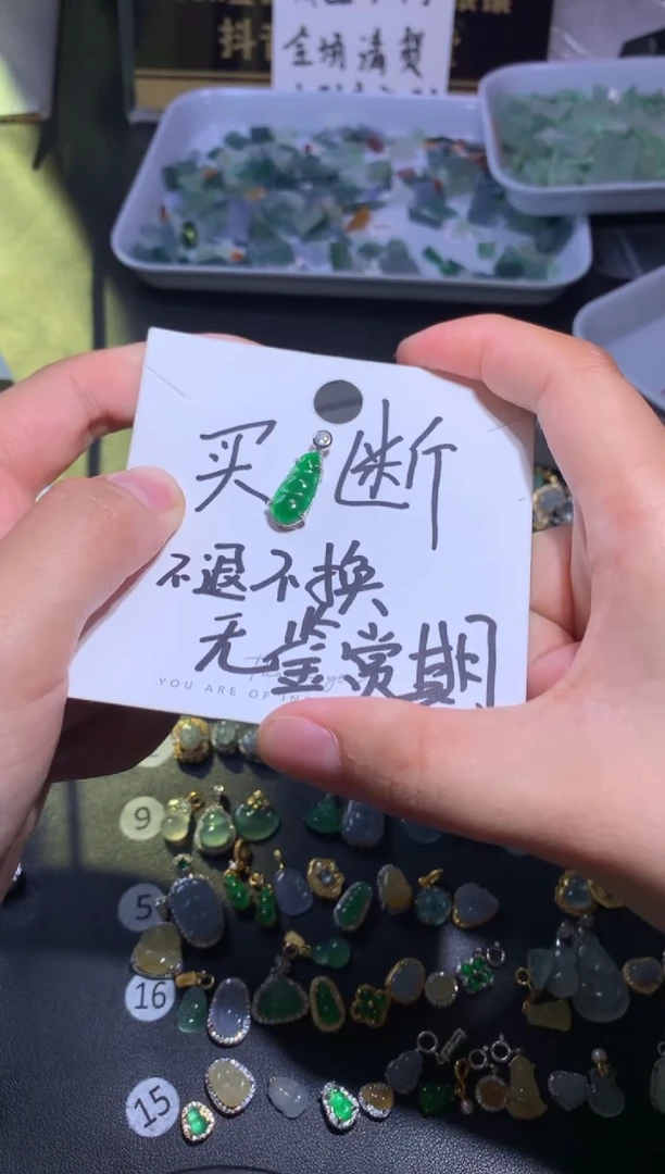 颈饰银S925镶嵌翡翠小**姐1