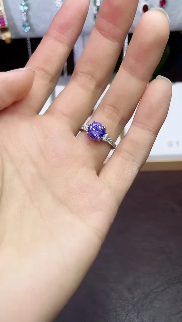 合金合成钻石紫宝戒指