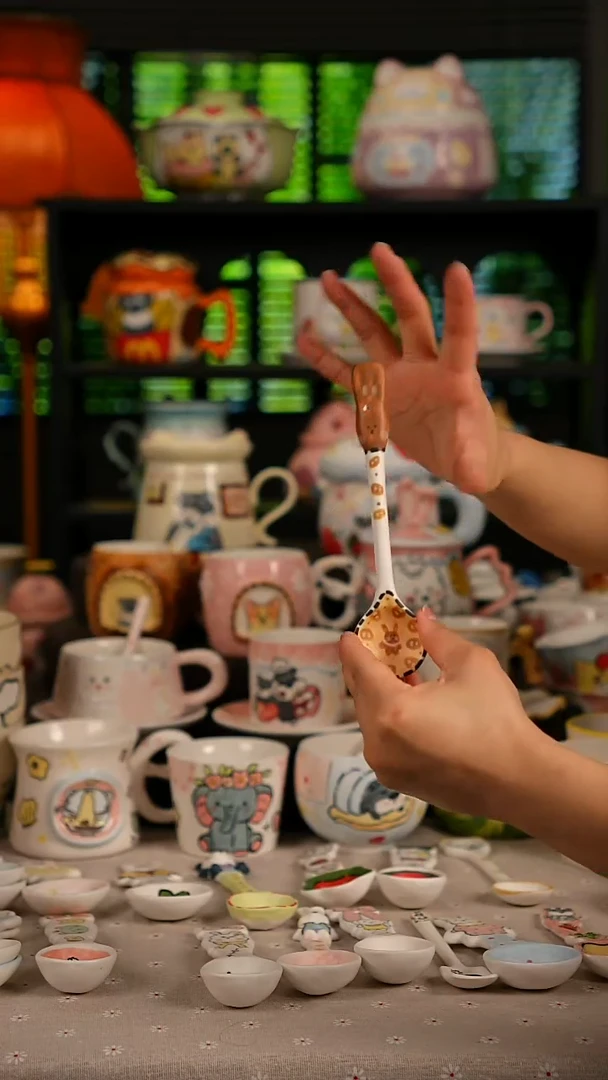 陶瓷无盖款景德镇高温釉下彩纯手绘创意瓷