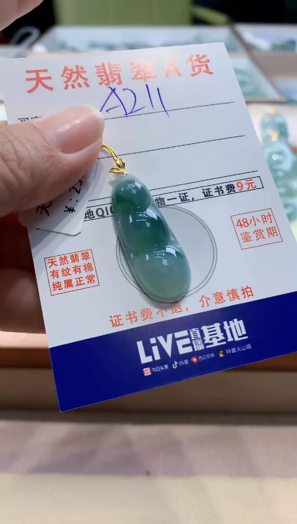 颈饰18K金镶嵌翡翠天然缅甸a货翡翠