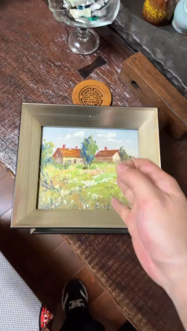 油画俄罗斯手绘油画作品《 风景》25x28cm 带外框