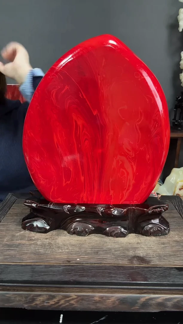 石材鸡血红家居摆件家居装饰