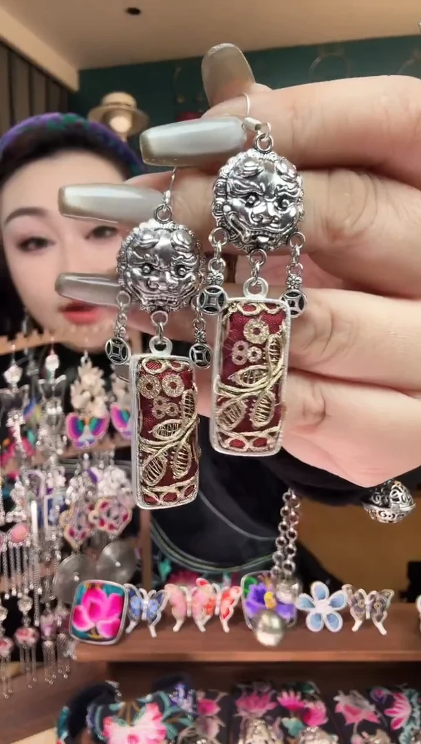 刺绣纯手工民族风刺绣耳环