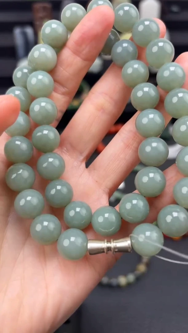 未镶嵌和田玉挂件12mm且末蓝圆珠妈妈链