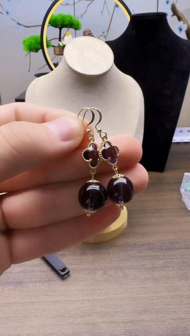 紫晶耳饰14K金镶嵌E63