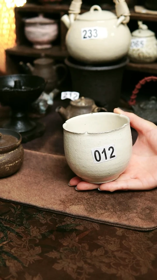 紫砂全手工粉引（有雨漏）大花口杯280毫升