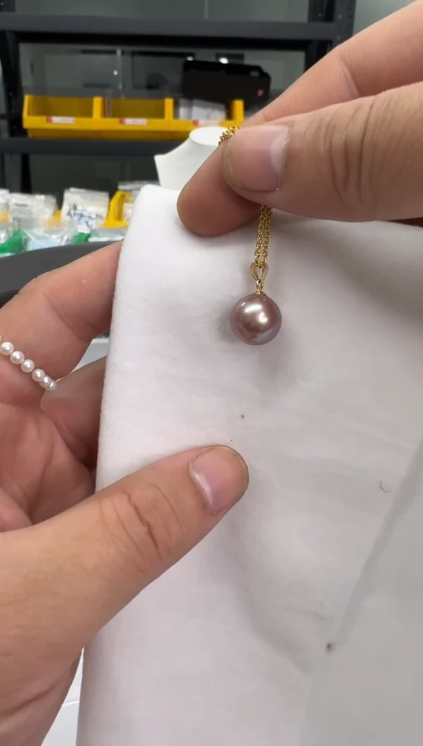 【闪购商品】淡水珍珠吊坠(赠链)银S925镶嵌11-12mm（紫珠吊坠）