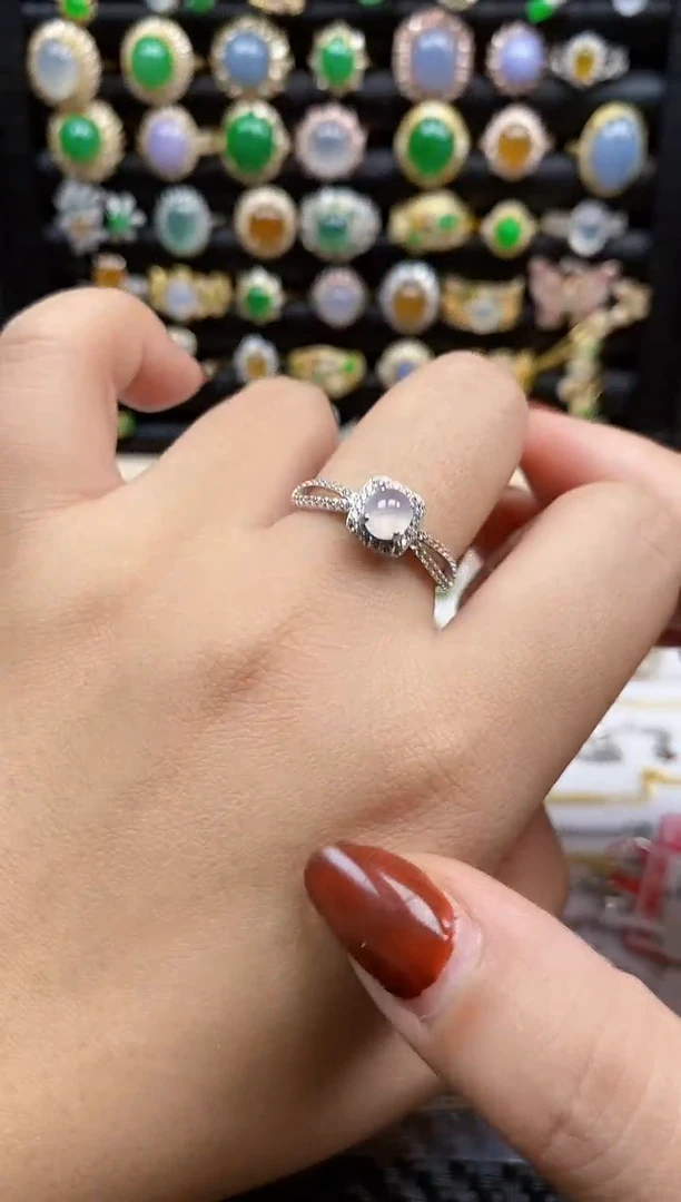 银S925镶嵌戒指翡翠7257