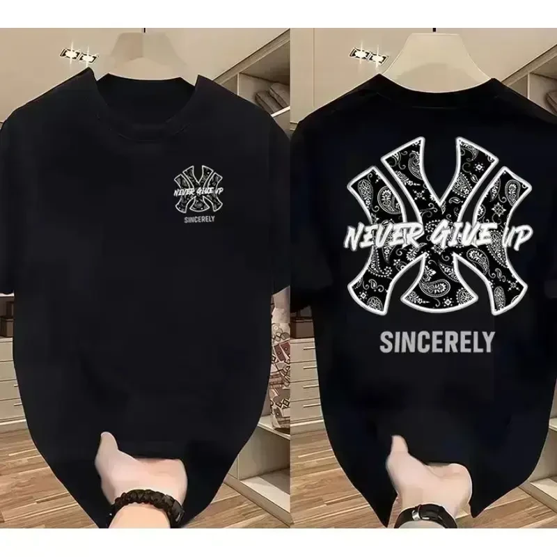 修身圆领纯棉短袖男休闲ins帅气百搭外穿潮流印花