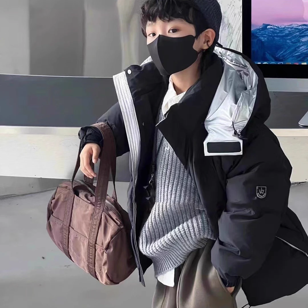 2025冬季外套童装羽绒服男童女童90白鸭绒连帽款23012