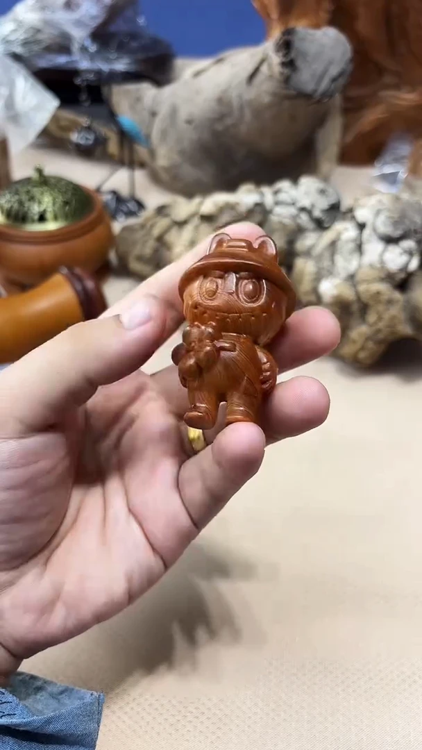 柏木（崖柏）南太行崖柏拉布布黑油手把件