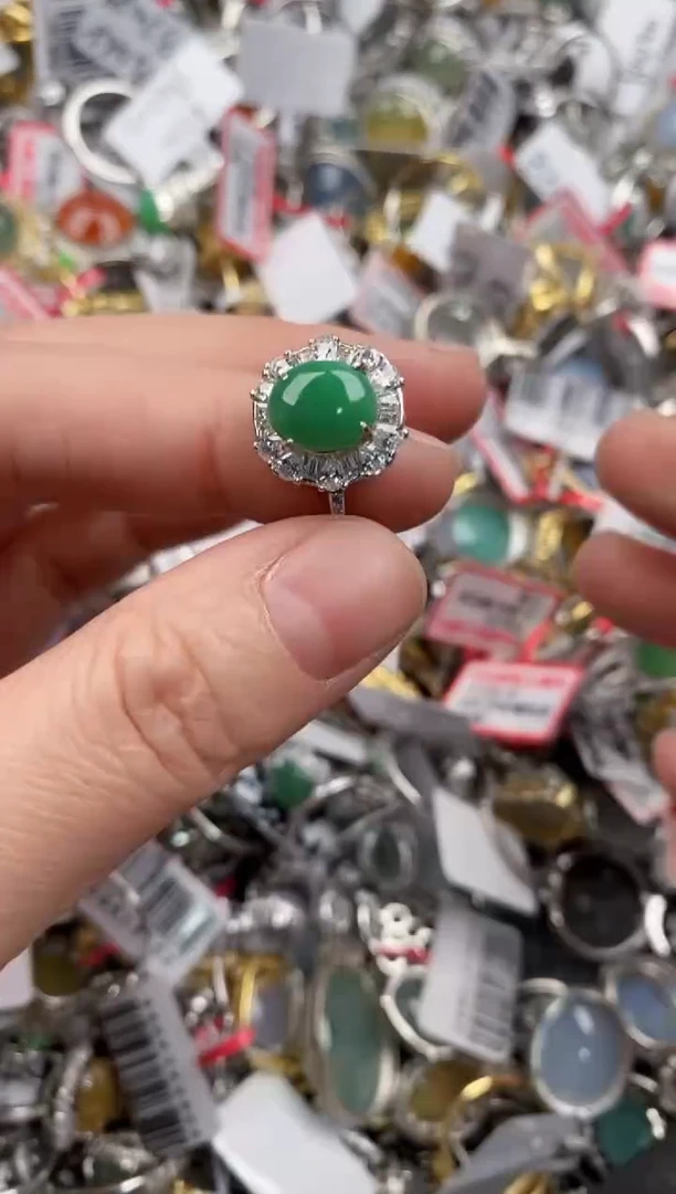 银S925镶嵌戒指翡翠333   3