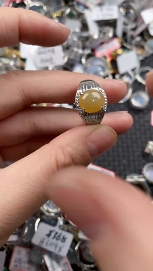 银S925镶嵌戒指翡翠10   6