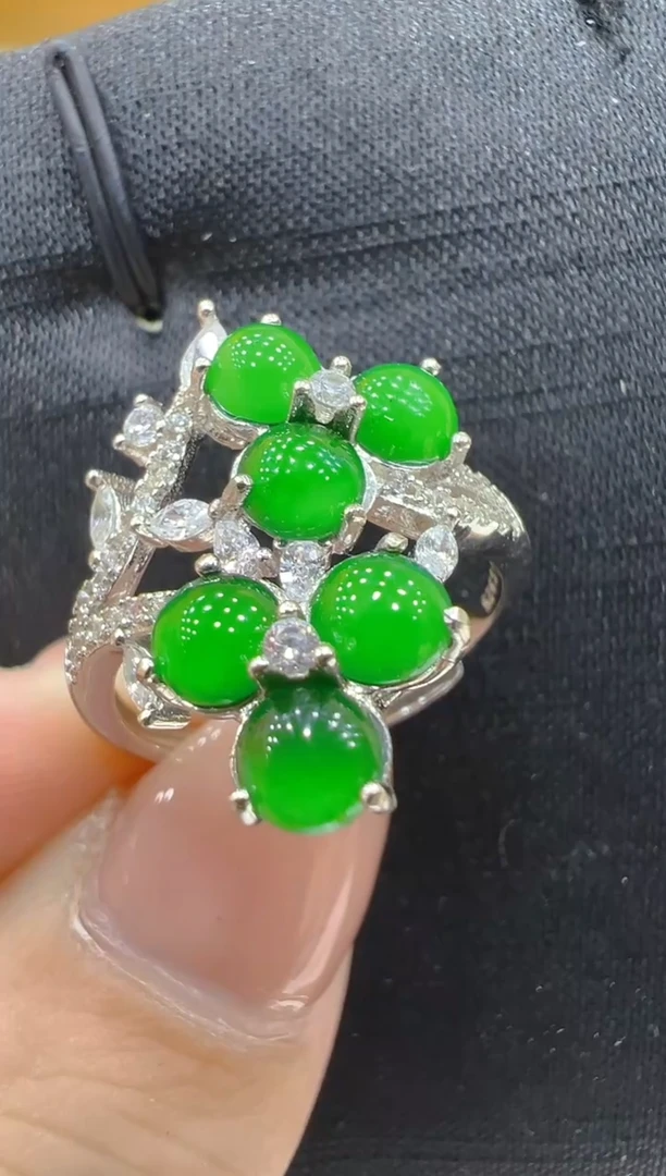 银S925镶嵌戒指翡翠多样性团购发一件