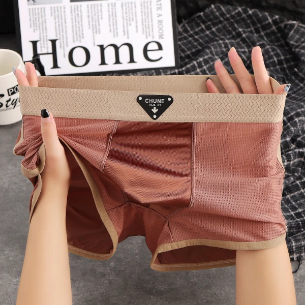 平角裤男士内裤中腰底裤性感透气纯色运动中腰舒适四角裤薄款裤衩