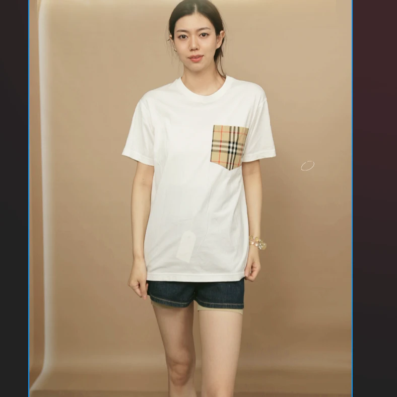 95新 BURBERRY/博柏利 格纹短袖170/80码白色/250903CYETX17