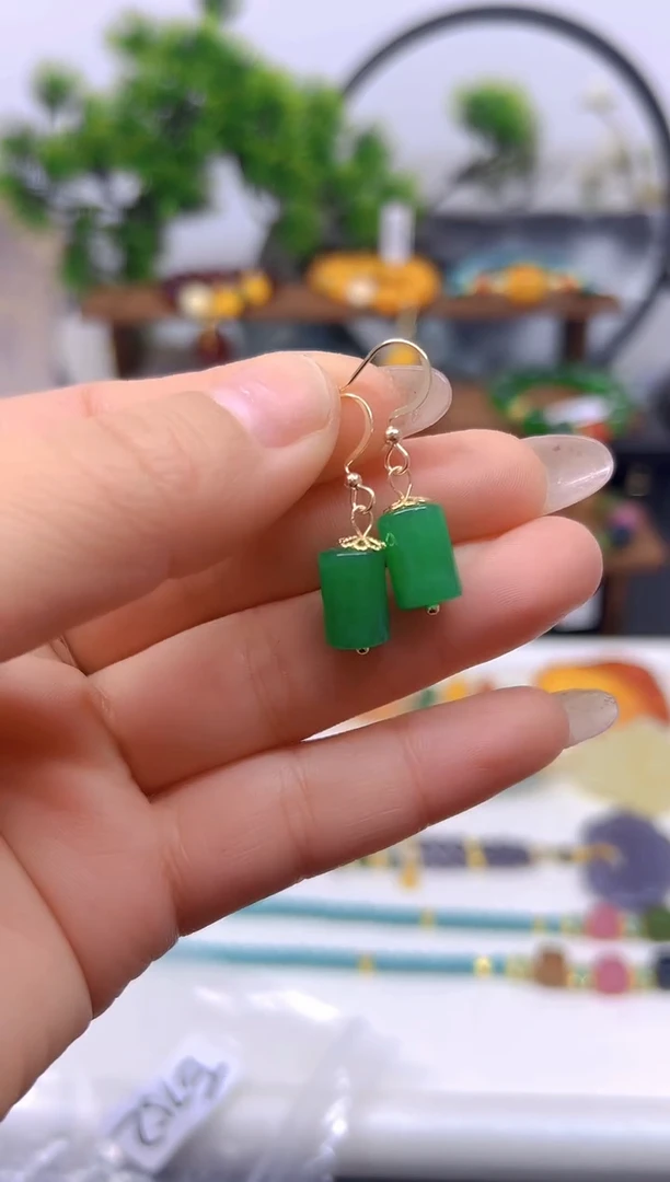 【闪购商品】翡翠耳饰14K金镶嵌耳饰E752