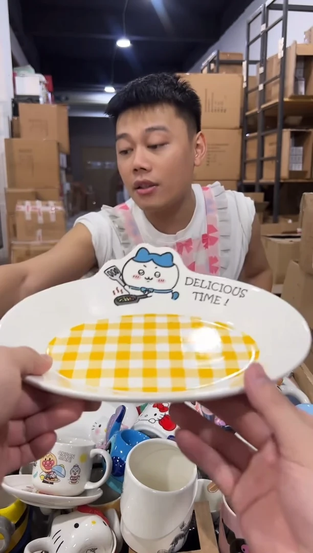 瓷片原盒小八格子餐盘