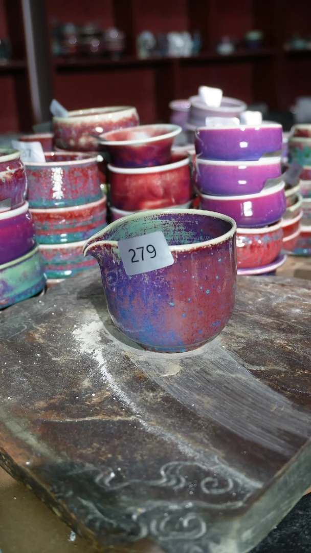 摆件陶精品窑变钧瓷茶器