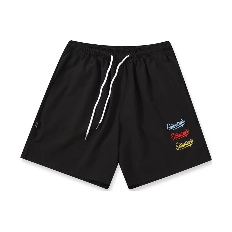 三色刺绣美式短裤男子男款训练运动五分裤冰丝速干休闲宽松篮球裤