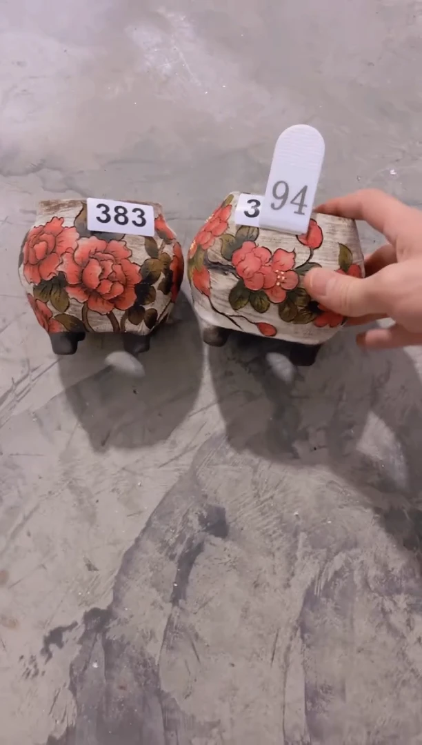 摆件橙*冰94陶花岛花盆罐—手工痕迹默认，大小会有1-2公分误差