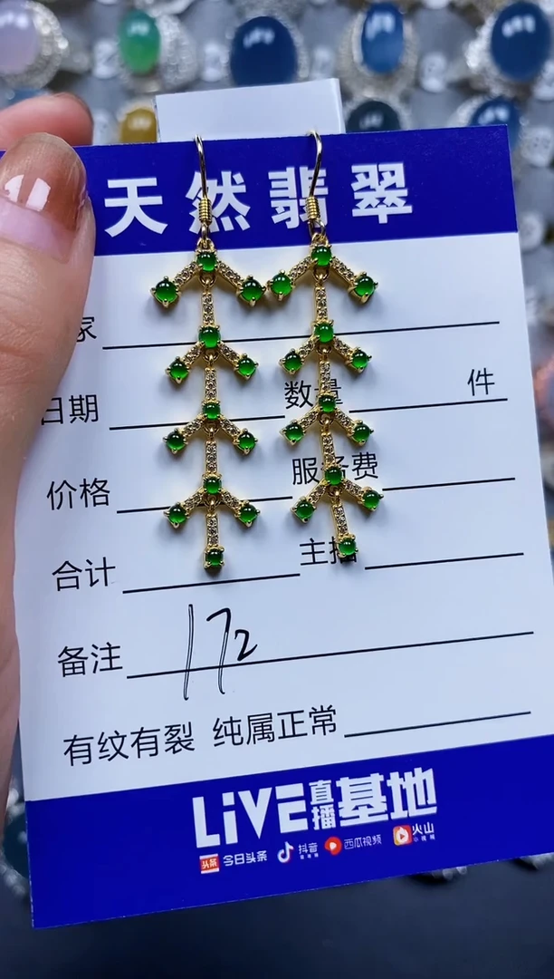 翡翠银S925镶嵌耳饰0172