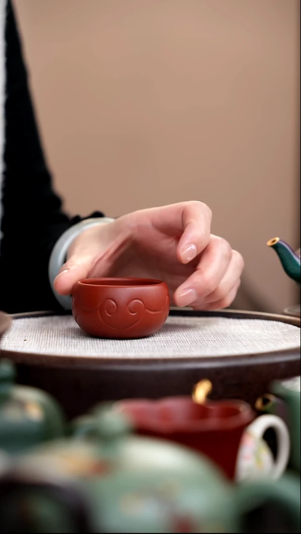 茶壶紫砂朱泥如意小杯