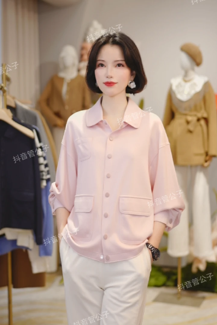 兰精天丝莱赛尔长袖简约短外套女装翻领宽松#AP023003