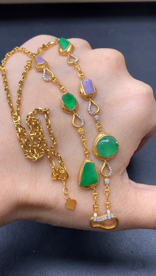 颈饰18K金镶嵌翡翠763-中国好珍宝