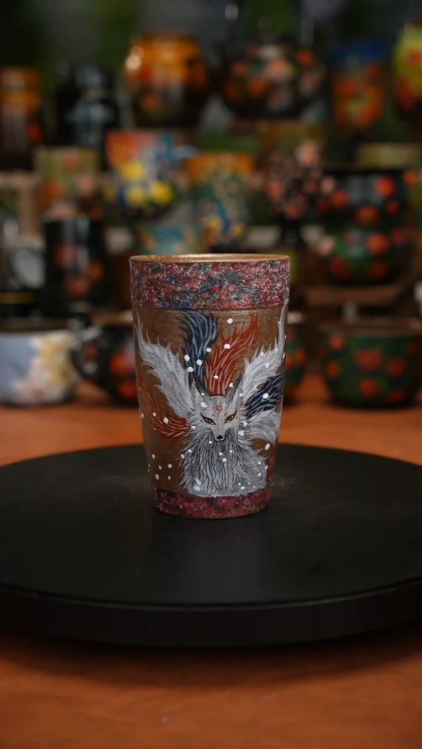紫砂油画手绘釉下彩