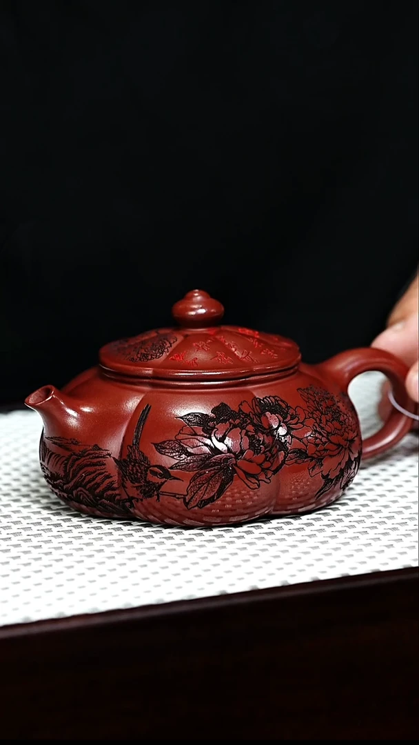 茶壶紫砂宜兴紫砂 筋纹寒江 150cc 周昌英h0022