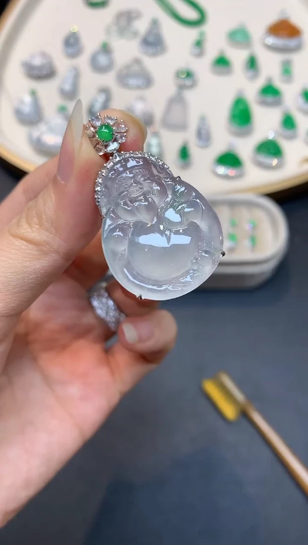 吊坠(不含链)18K金镶嵌翡翠S143|22000