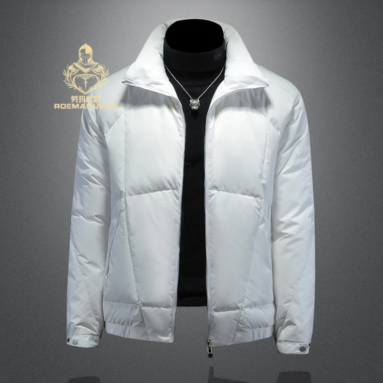 劳玛杜伽时尚欧货短款羽绒服男冬季防风保暖立领外套潮流休闲上衣