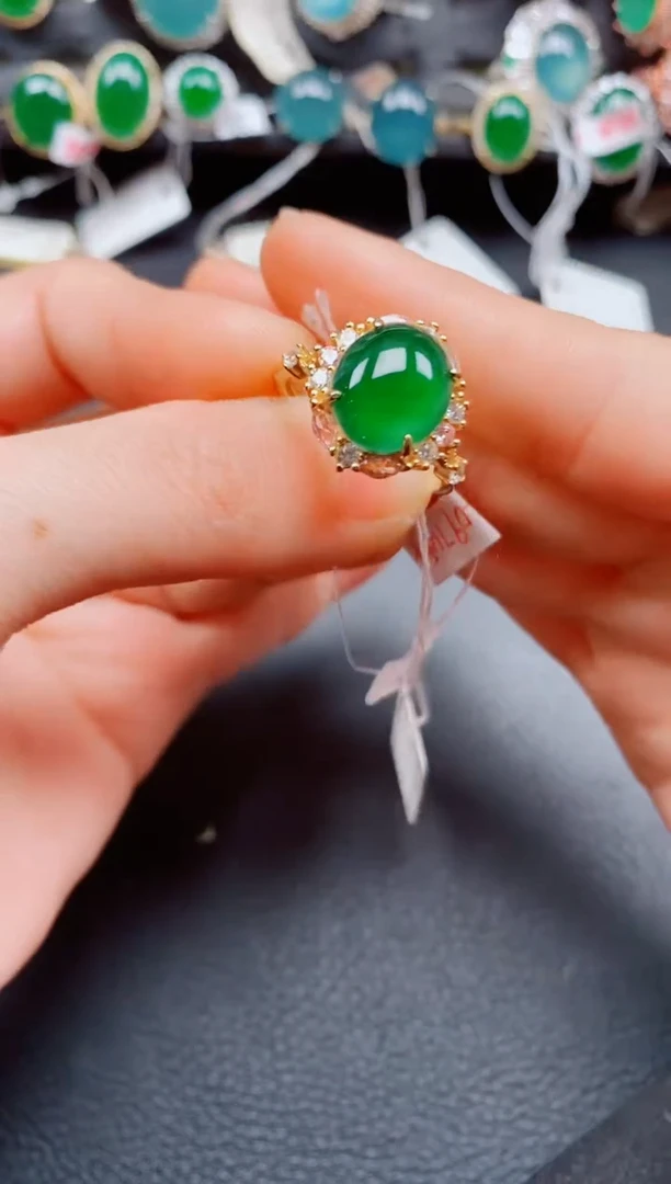 银S925镶嵌戒指翡翠翡翠