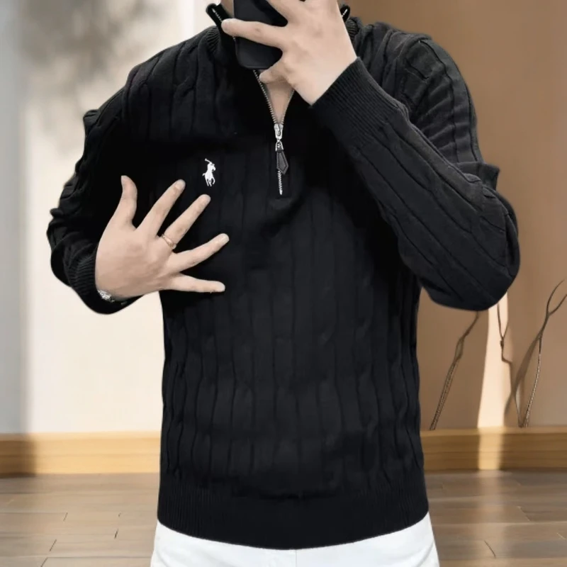 男士新品半拉链麻花设计针织毛衣休闲百搭时尚冬季针织衫78137