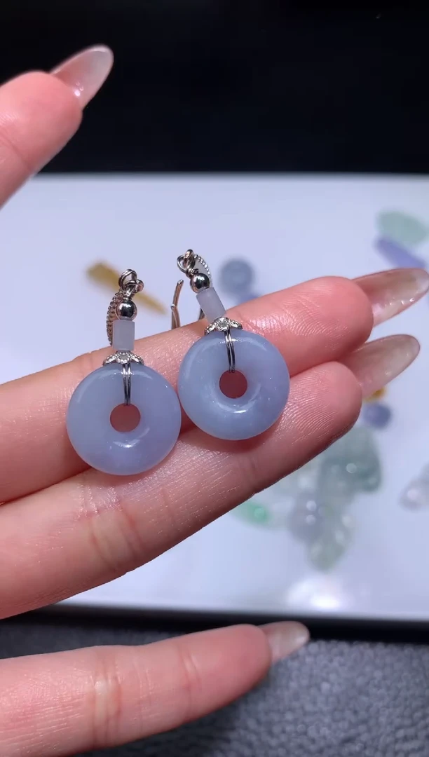 【闪购商品】翡翠耳饰银S925镶嵌耳钩