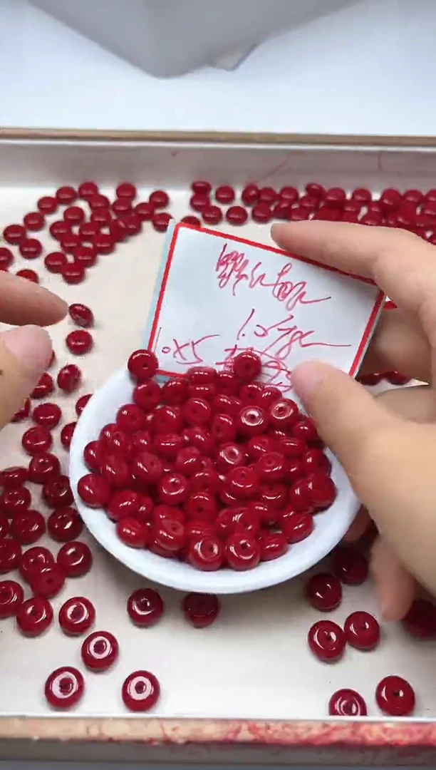 南红玛瑙散珠未镶嵌M954锦红南红算盘6*10mm10颗8元