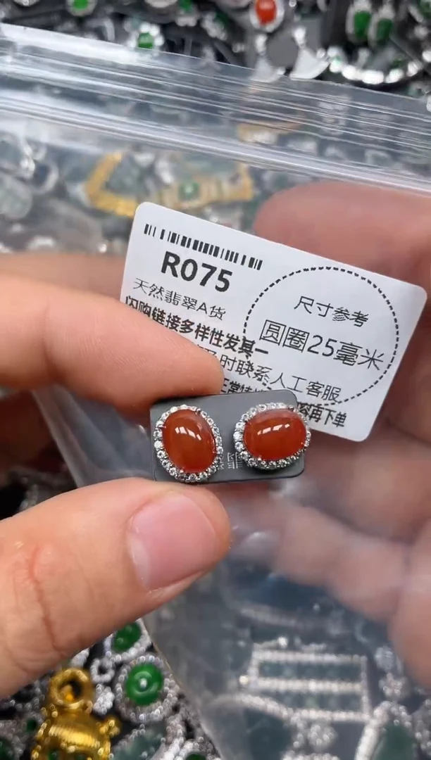 翡翠未镶嵌颈饰R075耳钉