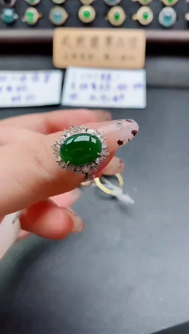 银S925镶嵌戒指翡翠1