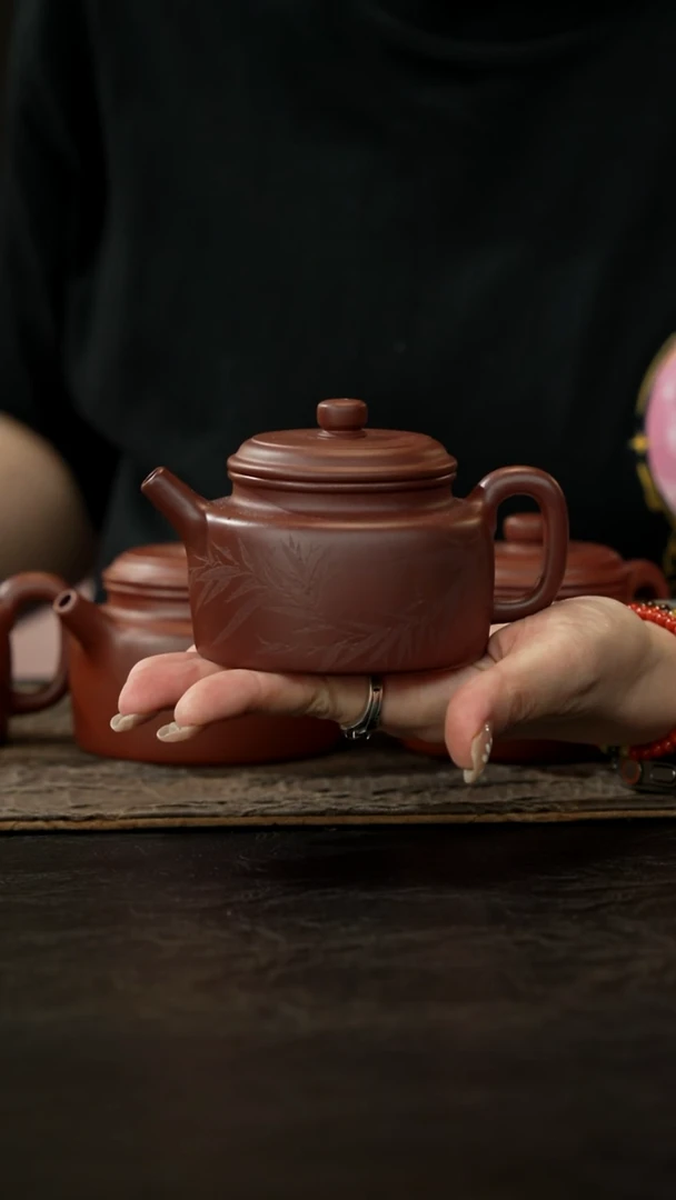 茶壶紫砂清水泥德钟内推刻绘200cc