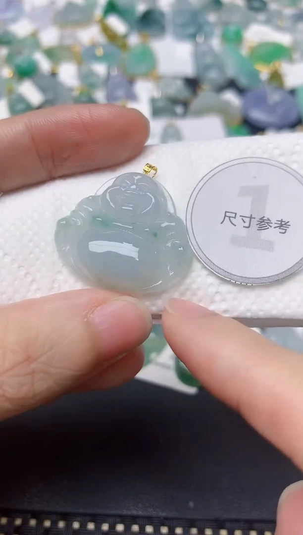 颈饰18K金镶嵌翡翠天然缅甸A货翡翠