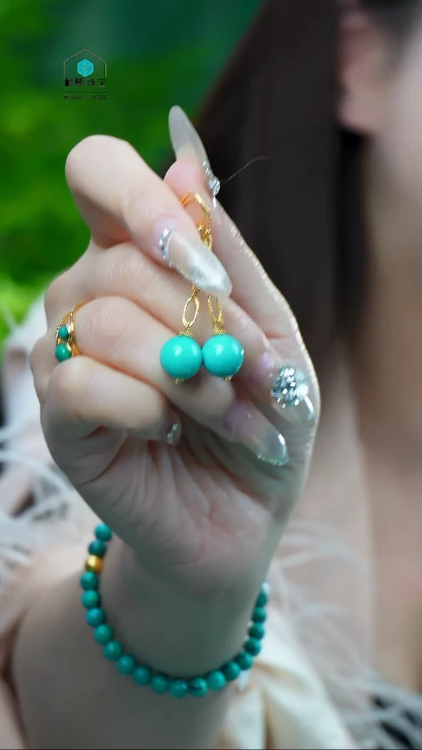 【闪购商品】绿松石耳环18K金镶嵌发货一件