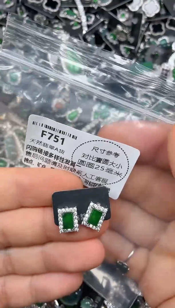 颈饰未镶嵌翡翠F751耳钉