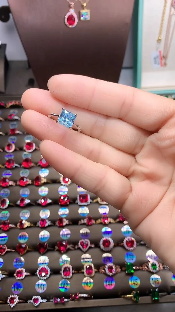 【闪购商品】海蓝宝石戒圈银S925镶嵌银色8