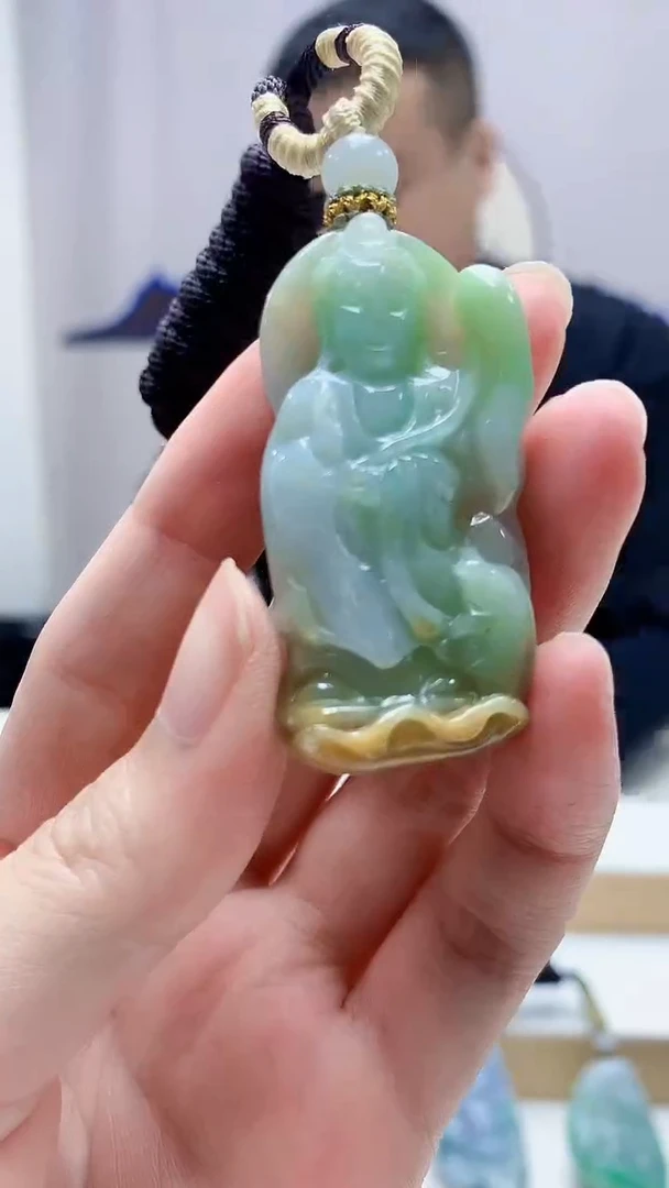 未镶嵌定制翡翠4898zm-毛货挂件33观音
