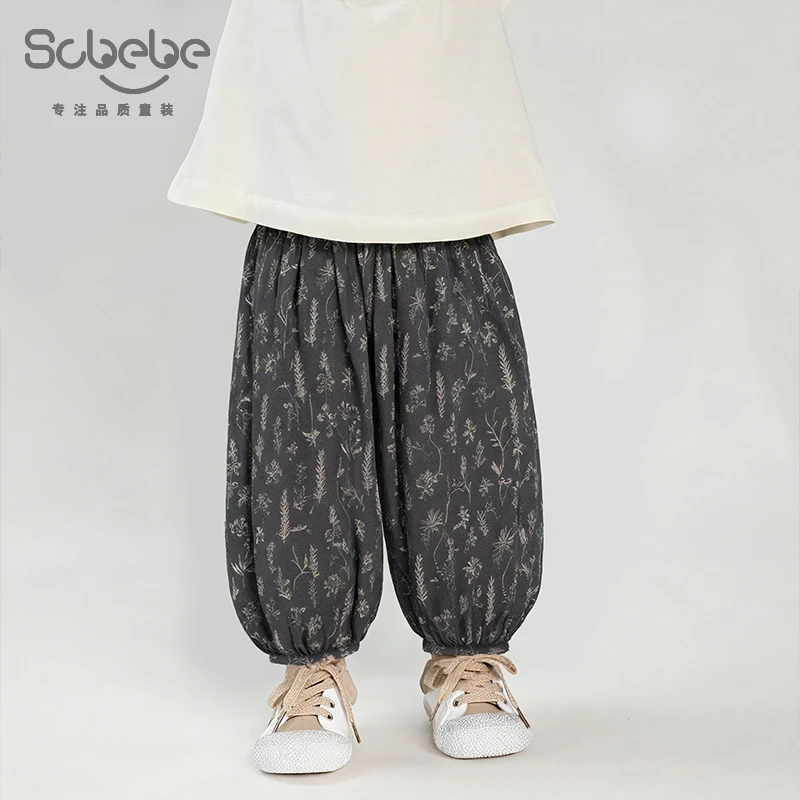SCBEBE【九分裤】儿童休闲裤夏季新款裤子韩版满印图案薄款CK259