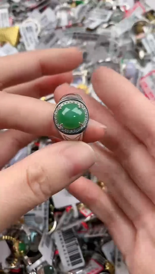银S925镶嵌戒指翡翠19       6