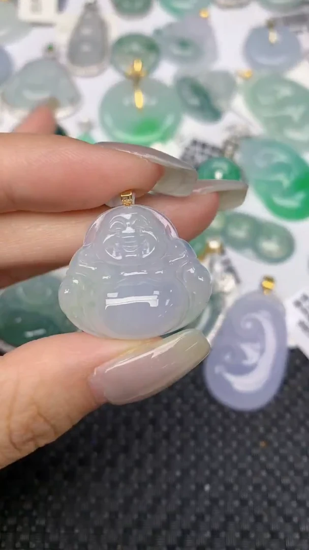 颈饰18K金镶嵌翡翠天然缅甸翡翠a货百元以上9元证书费自理